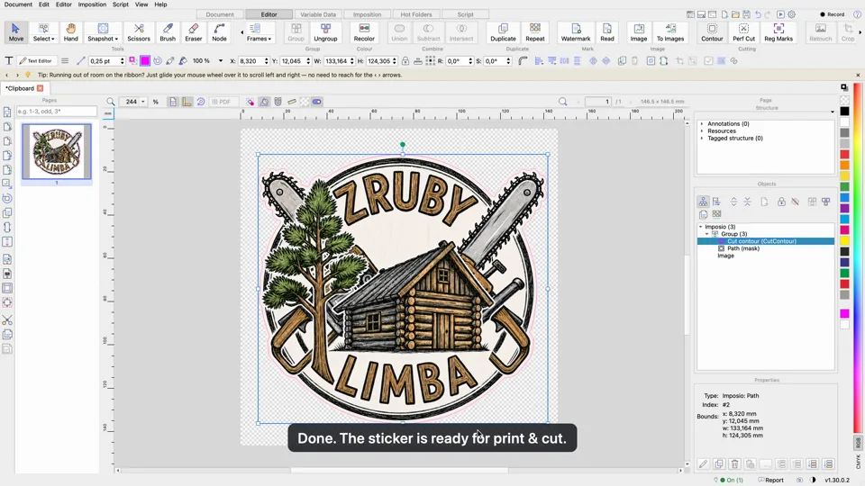Print-&-Cut-Aufkleber aus einer Bitmap